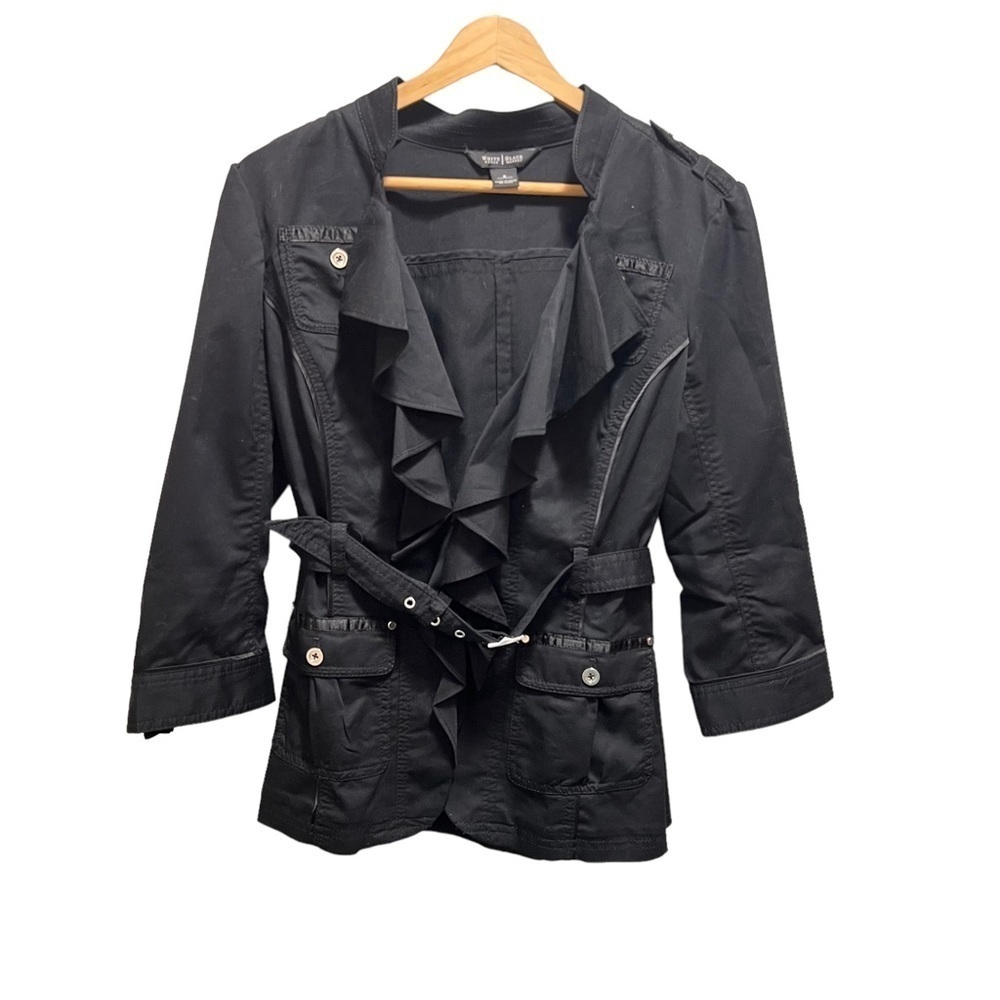 White House Black Market Ruffle Lightweight Jacket Size 8